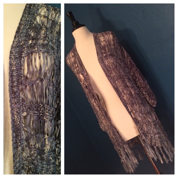 Chico's Loose Knotted Fringe Cardigan
