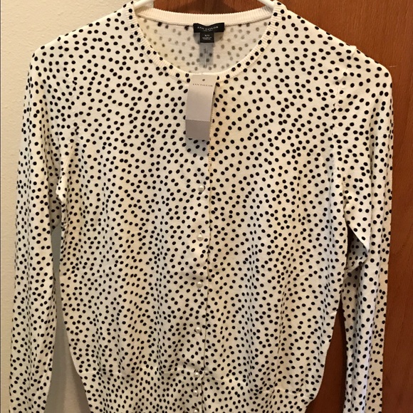 NWT Ann Taylor loft cardigan w/ polkadots n pearls