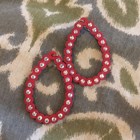 Sookie Sookie RED Wooden Ravena Tear Drop Earrings