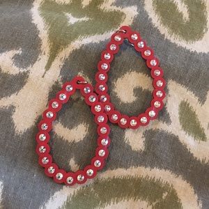 Sookie Sookie RED Wooden Ravena Tear Drop Earrings