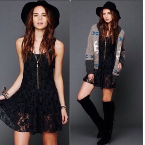 Free People Dresses & Skirts - FP ONE Free People Emily Slip Dress Black Ruffle