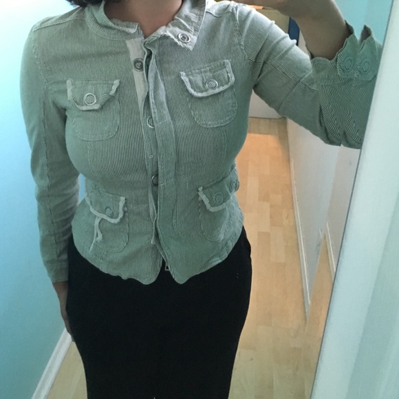 Green white striped jacket