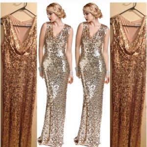 Badgley Mischka Drape Neck Gown