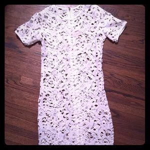 White lace laser cut dress