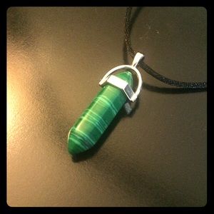 Gemstone "bullet" shape pendant necklace