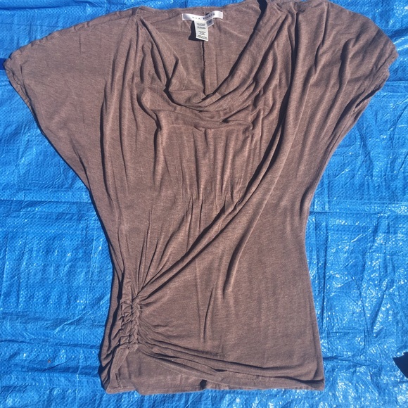 Max studio - light brown short sleeve blouse