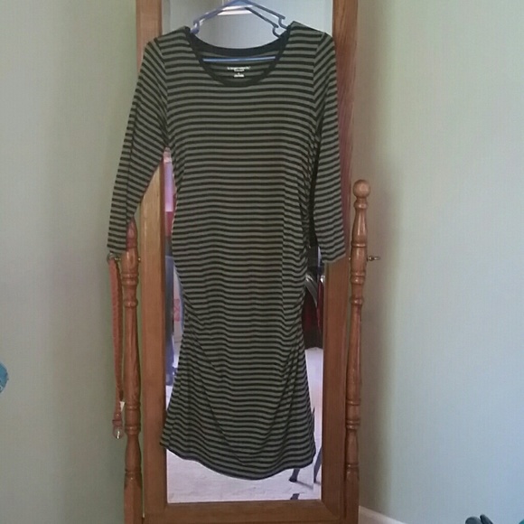Navy and olive green stripped dress