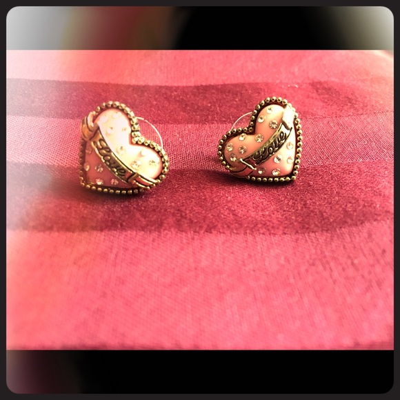 Fabulous Betsey Johnson pink LOVE heart earnings