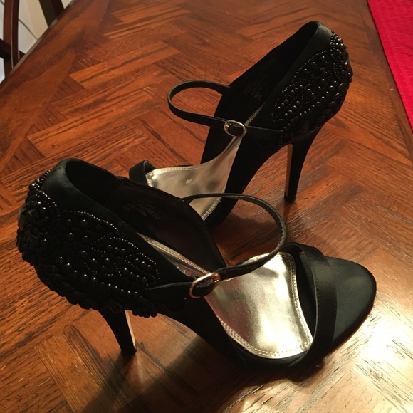 White House Black Market Black Beaded Heels 8.5