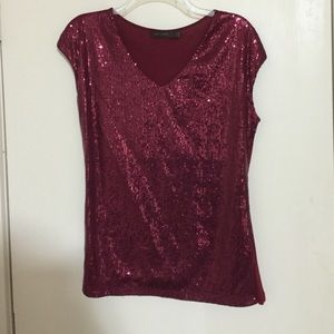 The Limited Size M Burgundy Sequin Blouse