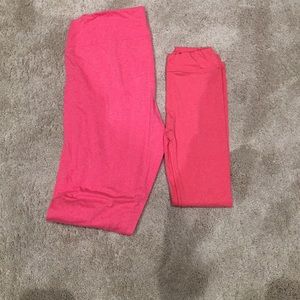 Lularoe TC and L/XL Mommy & Me Pink  Legging Set