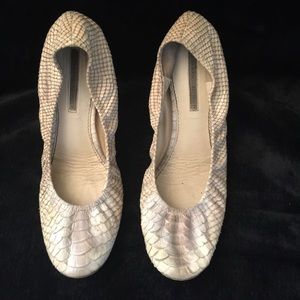 Vera Wang Lavender white snakeskin flats