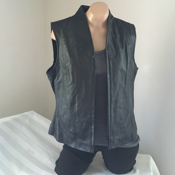 Leather Vest Black Sz 8P - Picture 1 of 3