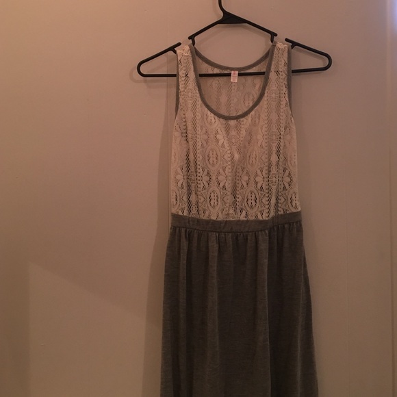 Cream and gray maxi dress