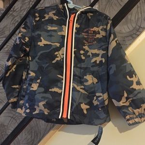 Toddler Boys Blue camo rain jacket 3y