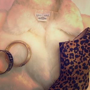 White House Black Market White Faux Fur Jacket