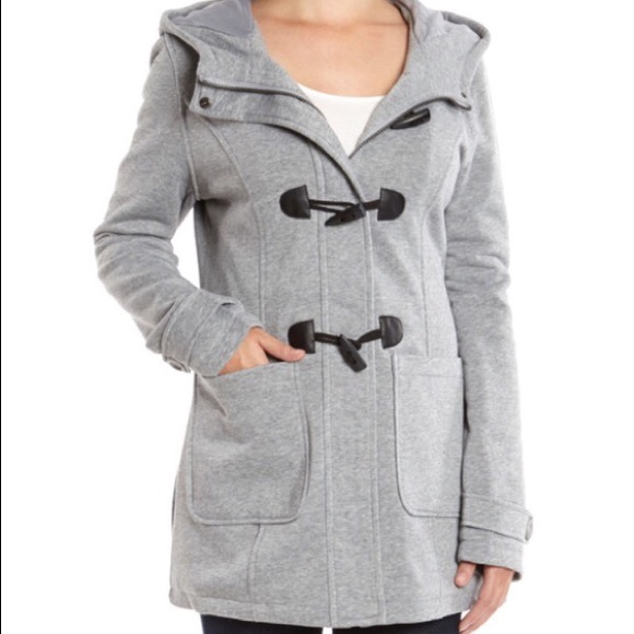 Fleece hooded toggle coat