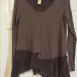 ANTHROPOLOGIE brown layered long sleeve top