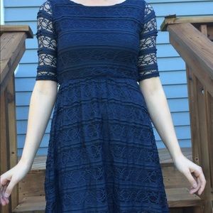 Navy blue lace high low dress M