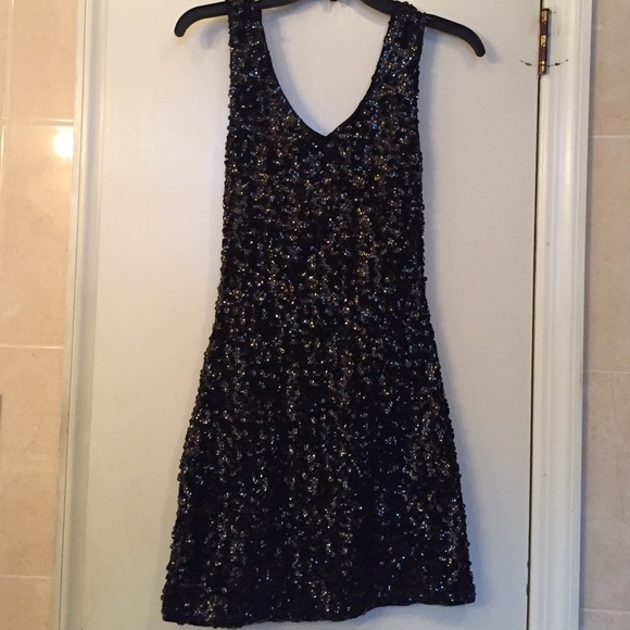 Boutique Mini Black Sequence Dress