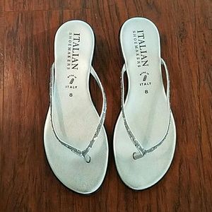 Silver thong flats