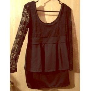 Black lace peplum dress
