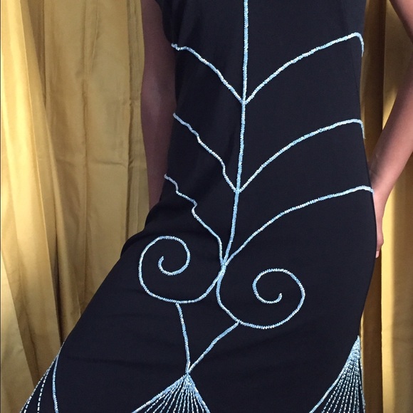 Beaded, Black dress w/ light blue beads!