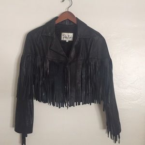 Vintage leather fringe jacket