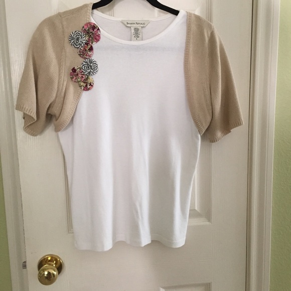 Anthropologie tan Top with rosettes