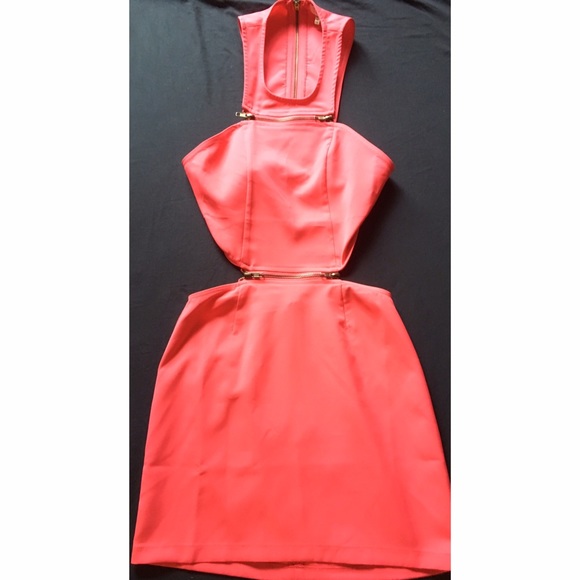 Adorable hot pink dress .