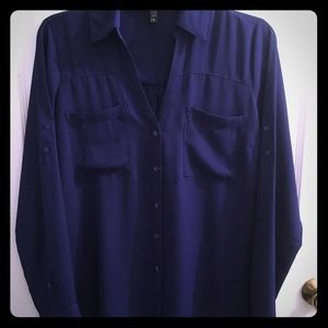 Express royal blue portofino button up top size M