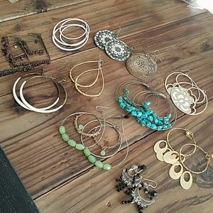 Box of assorted earrings and rings