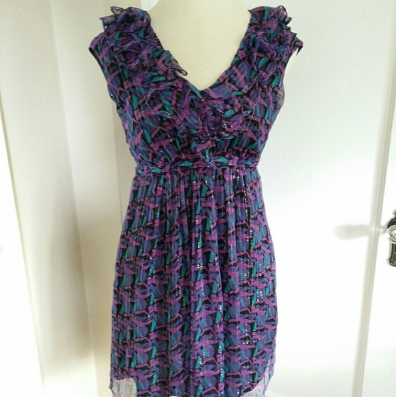 Multi colored silk party dress
