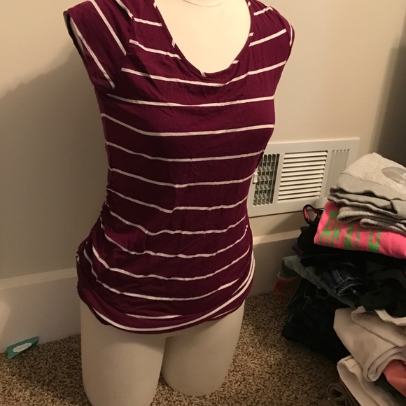 Maroon striped maternity tee