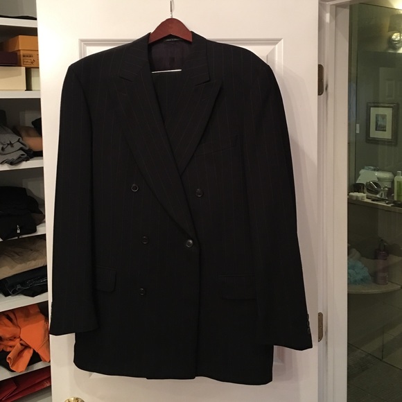 Valentino Black Chalk Stripe Suit