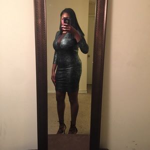 Plus Size Faux Snake Skin Bodycon Dress