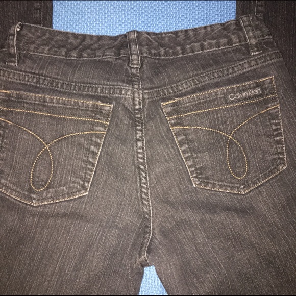 Calvin Klein black denim flare pants