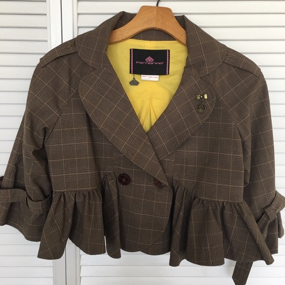 Fornarina plaid jacket / short cape style