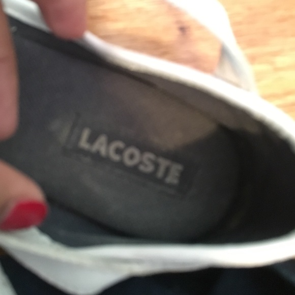 LACOSTE navy blue and white womens  strait flats. - Picture 3 of 4