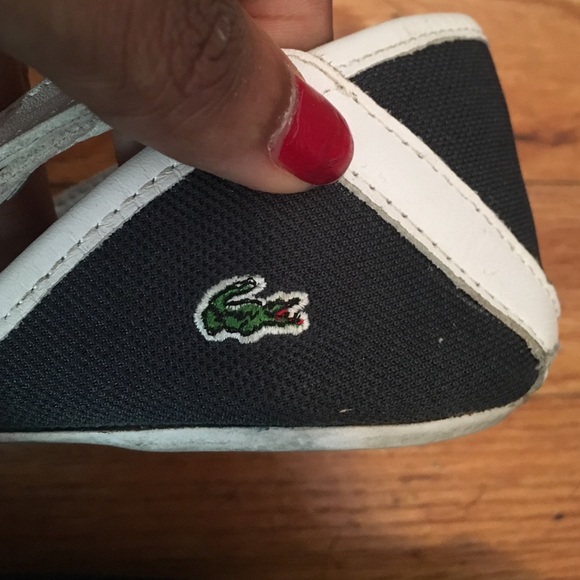 LACOSTE navy blue and white womens  strait flats. - Picture 4 of 4