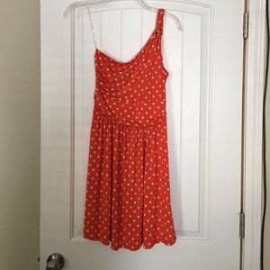Orange Polka Dotted One Shoulder Dress