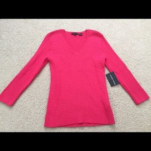 Jeanne Pierre Pink Cotton Cable Knit Top Blouse S