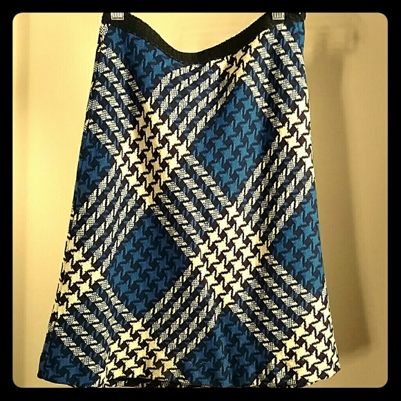 Vintage blue & white print skirt