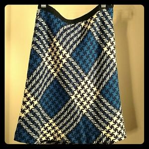 Vintage blue & white print skirt