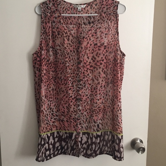 Cabi sleeveless button down sheer blouse.