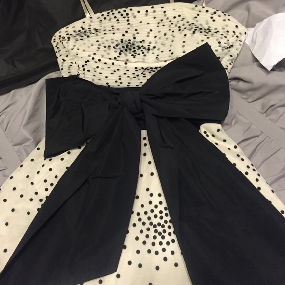 BCBG Black and white polka dot strapless dress - Picture 2 of 4