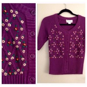 SALE! Nordstrom Plum Embroidered Knit Cardigan