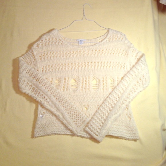 Open weave cream sweater