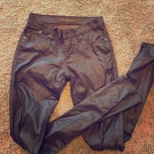 Rock and republic brown jeans. Leather look.