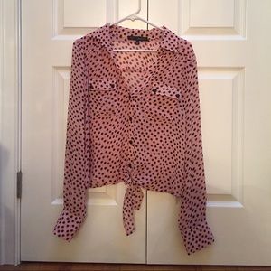 Adorable Pink Top with Black Polka Dots !